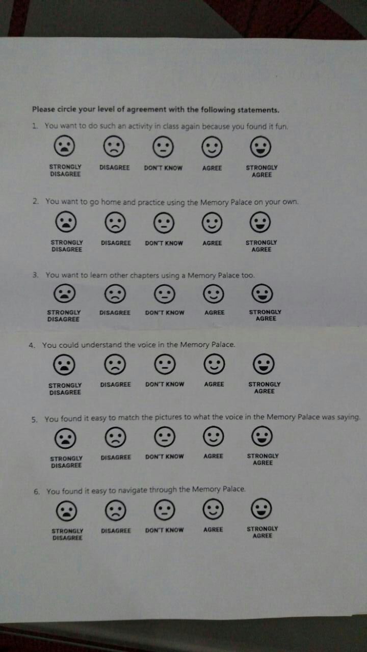 Picture of questionnaire.